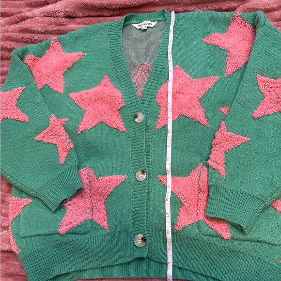 DAVI & DANI Sweaters - DAVI & DANI Green and Pink Star Cardigan
